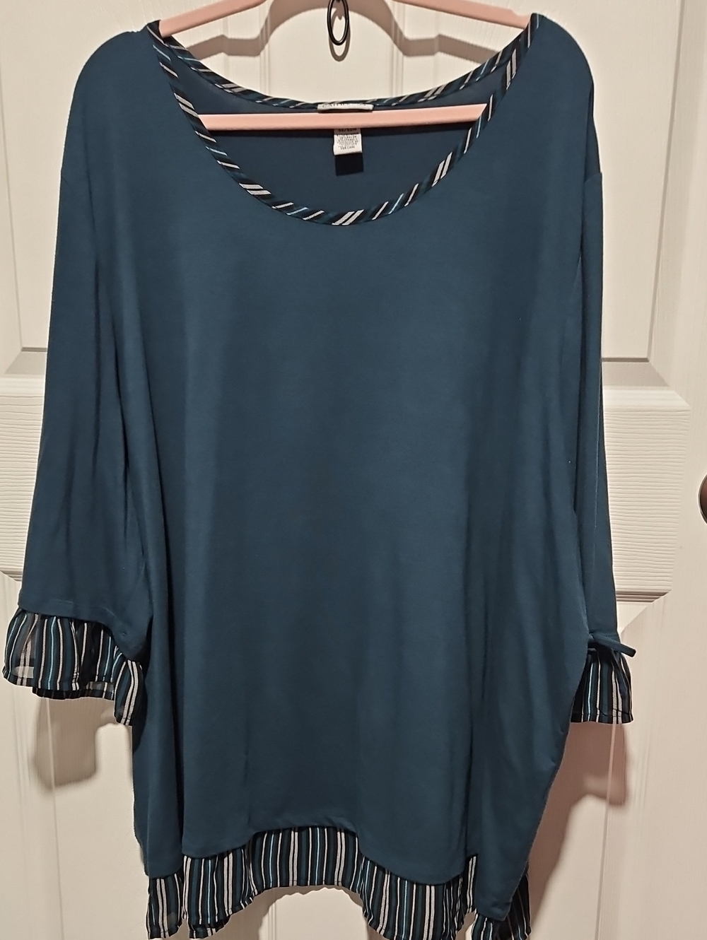 Catherines Teal Tunic with Striped Trim